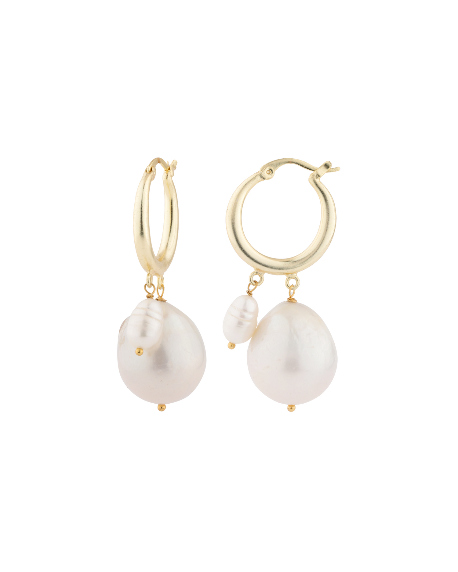 Rice &amp; Baroque Pearl Hoops