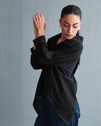 Kha Overlap Shirt - Noir