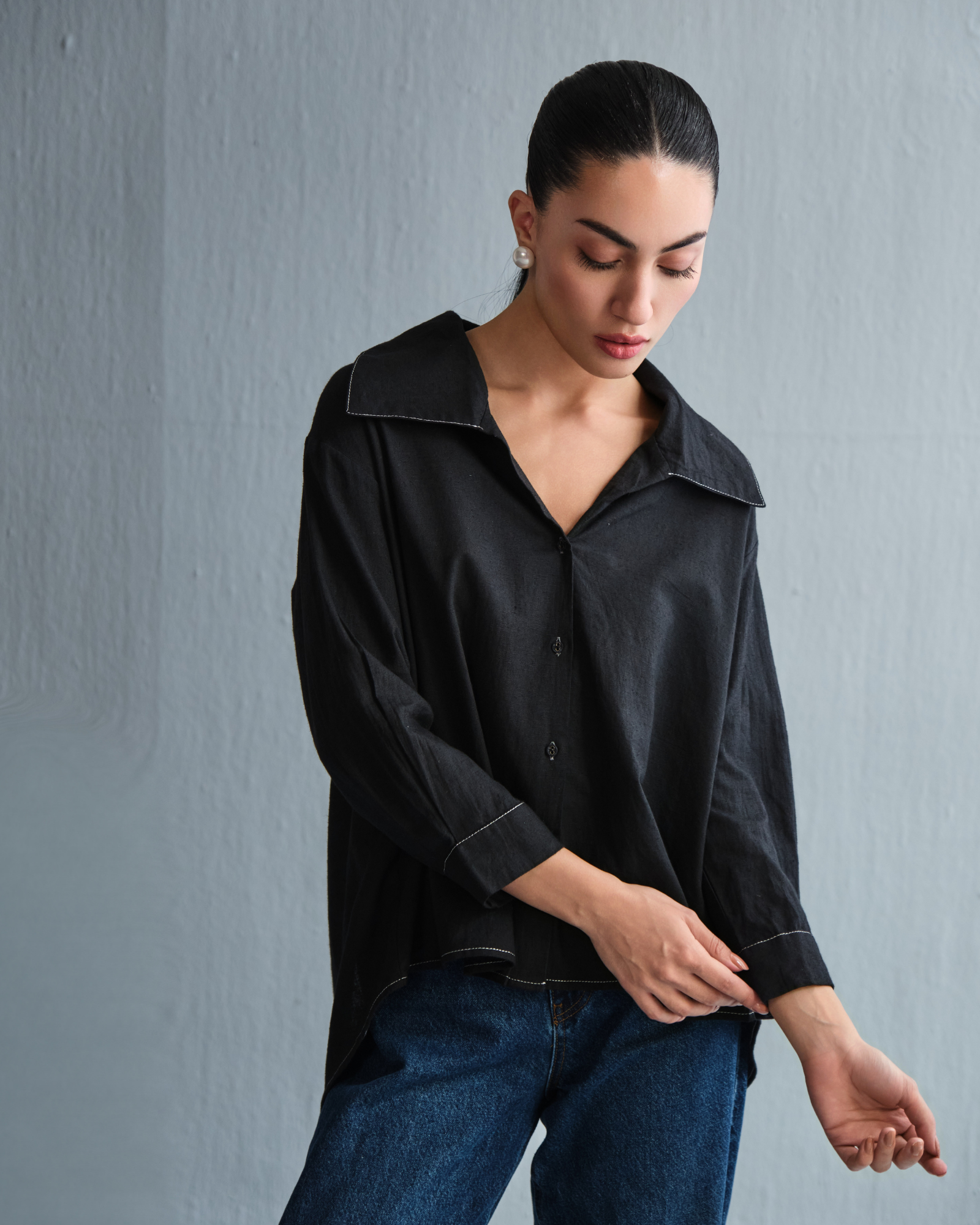 Kha Overlap Shirt - Noir