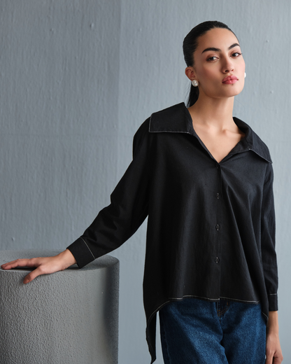 Kha Overlap Shirt - Noir