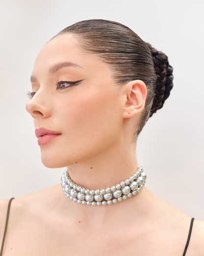 Alternate Pearl Choker - Silver