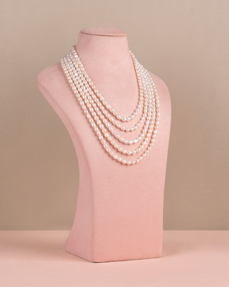 Layered Rice Pearl Necklace