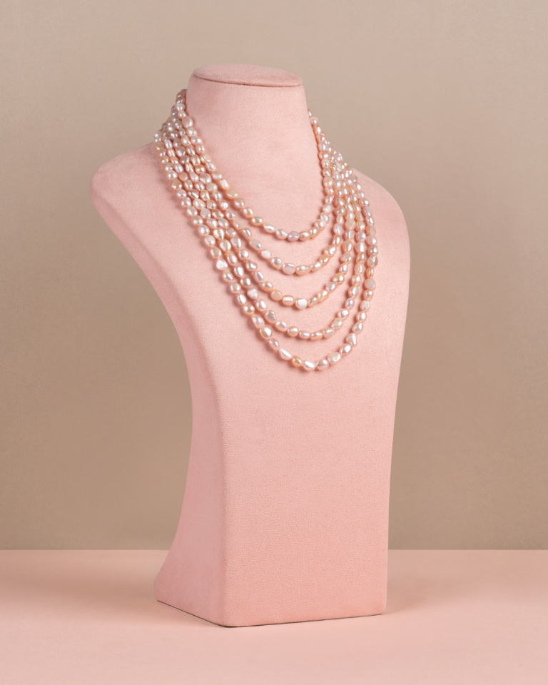 Layered Pink Baroque Necklace