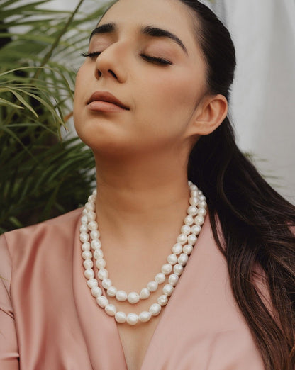 White Baroque Pearl Necklace - Anaash